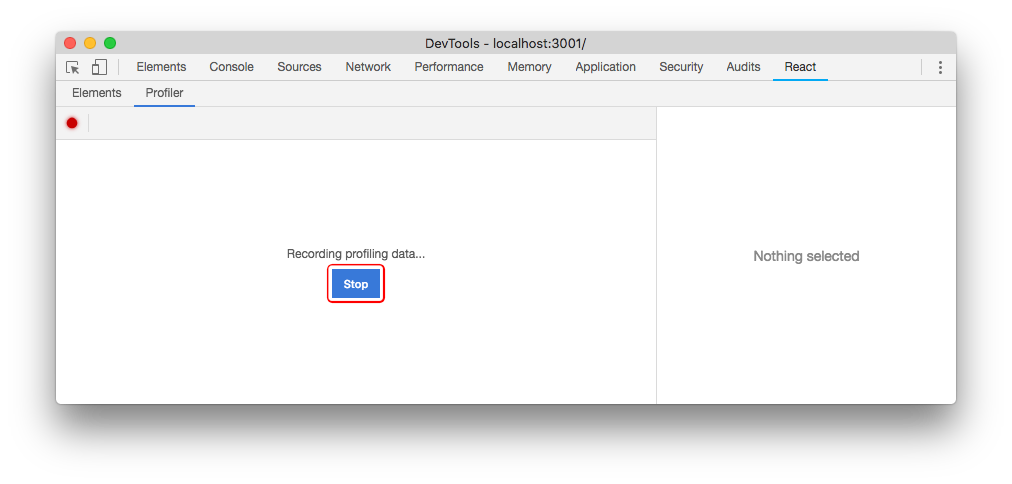 Click "stop" when you are finished profiling